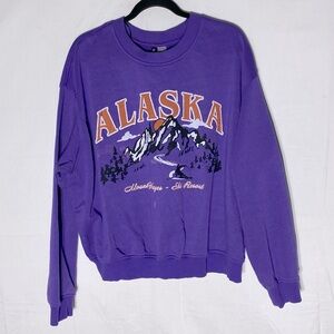 H&M Divided Purple Orange Oversized Crew Neck Alaska Sweatshirt XL